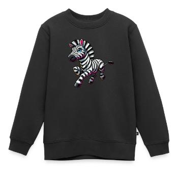 bande dessinée zèbre - Sweat Premium enfant bio - noir - Devant - AI Model Kid Female (0cm)