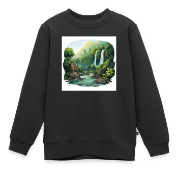 Verzaubernde Kaskaden - Kinder Premium Organic Sweatshirt - Schwarz - Vorne - AI Model Kid Female (0cm)
