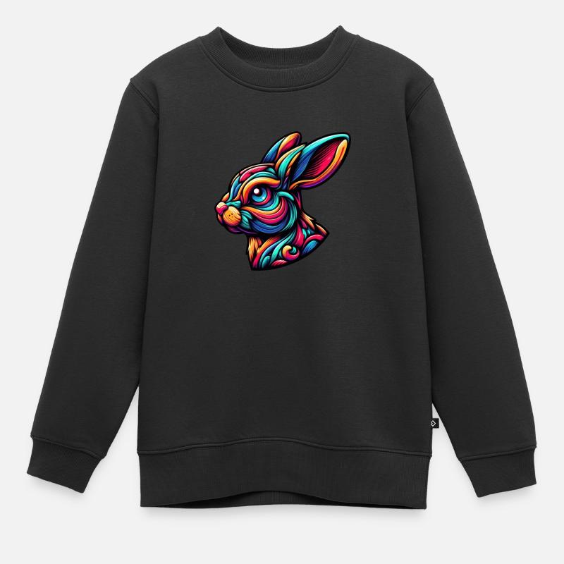 Abstract Rabbit Illustration - Kids Premium Organic Sweatshirt - black