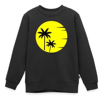 Sunset Palmen - Kinder Premium Organic Sweatshirt - Schwarz - Vorne - AI Model Kid Female (0cm)