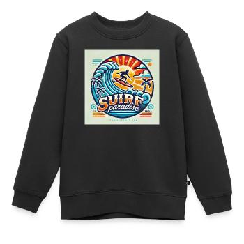 Surf paradise - Sweat Premium enfant bio - noir - Devant - AI Model Kid Female (0cm)