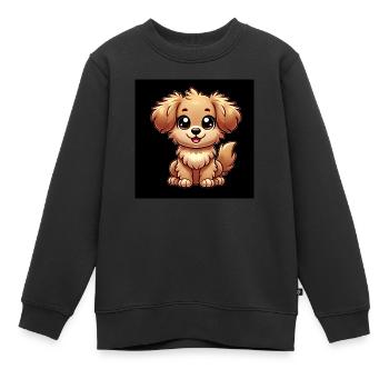 Chien mignon - Sweat Premium enfant bio - noir - Devant - AI Model Kid Female (0cm)