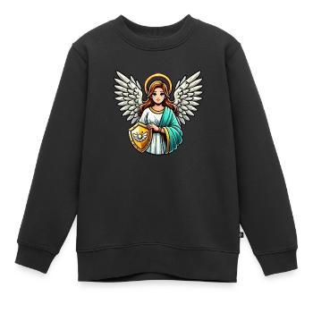 Femme Ange - Sweat Premium enfant bio - noir - Devant - AI Model Kid Female (0cm)