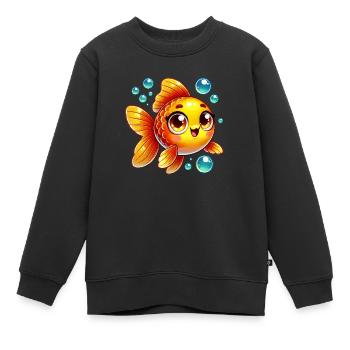 poisson rouge - Sweat Premium enfant bio - noir - Devant - AI Model Kid Female (0cm)