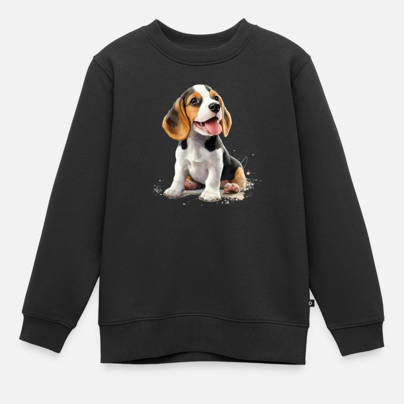 Chiot beagle - Sweat Premium enfant bio - noir