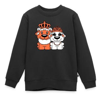 Deux Chiens Couronne Roi Reine Souverain Majesté - Sweat Premium enfant bio - noir - Devant - AI Model Kid Female (0cm)