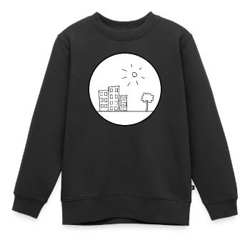 Hochhaus mit Sonne und Baum - Kinder Premium Organic Sweatshirt - Schwarz - Vorne - AI Model Kid Female (0cm)