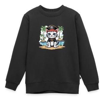 Pirat Katze Lustig Kinder Shirt Geschenk Piraten - Kinder Premium Organic Sweatshirt - Schwarz - Vorne - AI Model Kid Female (0cm)
