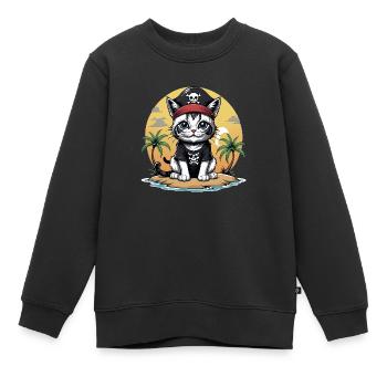 Pirat Katze Lustig Kinder Shirt Geschenk Piraten - Kinder Premium Organic Sweatshirt - Schwarz - Vorne - AI Model Kid Female (0cm)