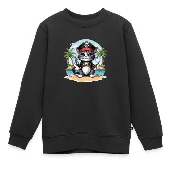 Pirate Chat Drôle Enfants Chemise Cadeau Pirate - Sweat Premium enfant bio - noir - Devant - AI Model Kid Female (0cm)