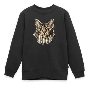 Chat en papier - Sweat Premium enfant bio - noir - Devant - AI Model Kid Female (0cm)