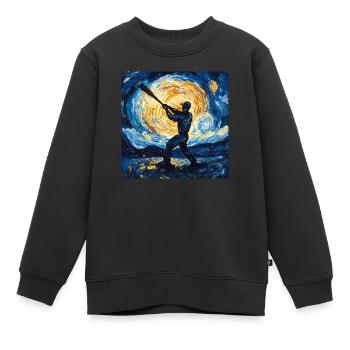 Baseball Spieler Van Gogh - Kinder Premium Organic Sweatshirt - Schwarz - Vorne - AI Model Kid Female (0cm)