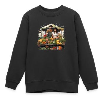 Markt-Mosaik - Kinder Premium Organic Sweatshirt - Schwarz - Vorne - AI Model Kid Female (0cm)