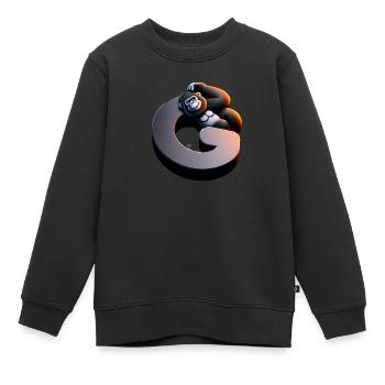 Drôle de gorille sur la lettre G - Sweat Premium enfant bio - noir - Devant - AI Model Kid Female (0cm)