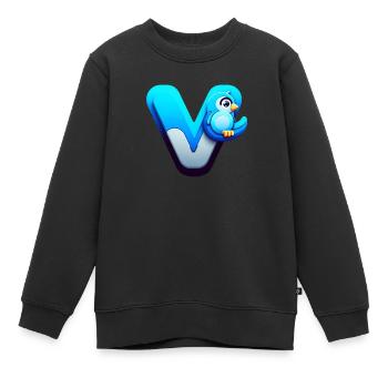 V comme oiseau – Compagnon bleu mignon - Sweat Premium enfant bio - noir - Devant - AI Model Kid Female (0cm)