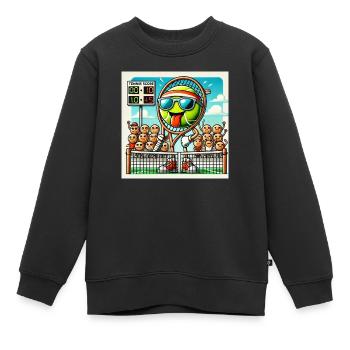 Tennis raquette roland humour score - Sweat Premium enfant bio - noir - Devant - AI Model Kid Female (0cm)