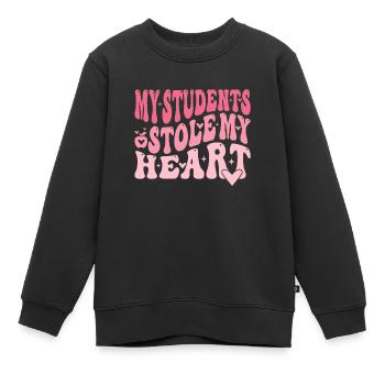 Meine Schüler haben mein Herz gestohlen - Kinder Premium Organic Sweatshirt - Schwarz - Vorne - AI Model Kid Female (0cm)