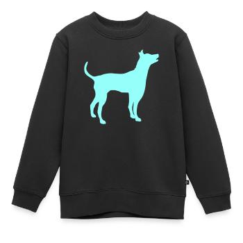Großer Hund Silhouette Gefährlich Umriss Umrandung - Kinder Premium Organic Sweatshirt - Schwarz - Vorne - AI Model Kid Female (0cm)