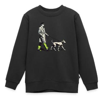 Gehen Sie mit dem Hund spazieren - Kinder Premium Organic Sweatshirt - Schwarz - Vorne - AI Model Kid Female (0cm)