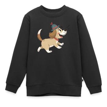 Chien mignon - Sweat Premium enfant bio - noir - Devant - AI Model Kid Female (0cm)