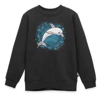 Delfin - Kinder Premium Organic Sweatshirt - Schwarz - Vorne - AI Model Kid Female (0cm)