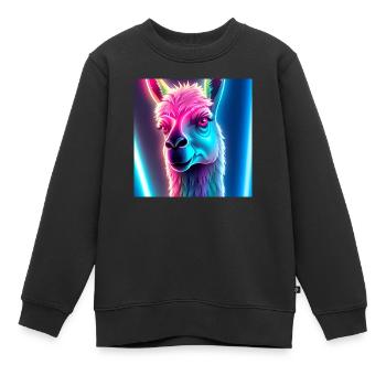 Lama néon - Sweat Premium enfant bio - noir - Devant - AI Model Kid Female (0cm)