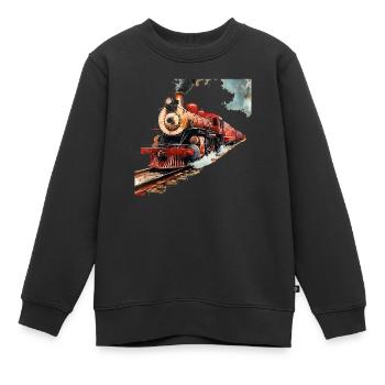 Die Faszination von Dampflokomotiven - Kinder Premium Organic Sweatshirt - Schwarz - Vorne - AI Model Kid Female (0cm)