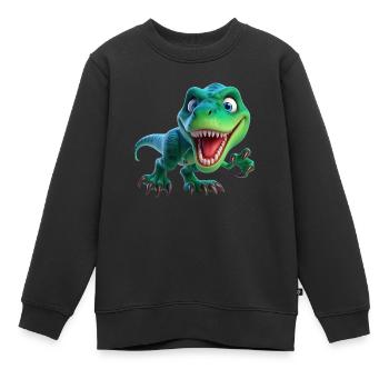Grinsender T-Rex-Star - Kinder Premium Organic Sweatshirt - Schwarz - Vorne - AI Model Kid Female (0cm)