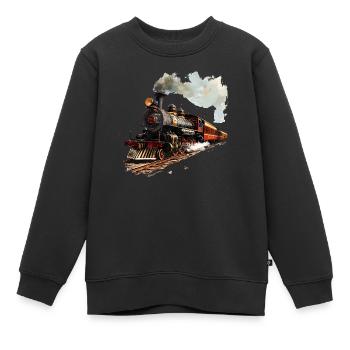 Dampflokomotiven wecken Kindheitserinnerungen - Kinder Premium Organic Sweatshirt - Schwarz - Vorne - AI Model Kid Female (0cm)