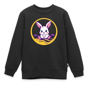 Lapin mignon, lapin de Pâques mignon, lapin - Sweat Premium enfant bio - noir - Devant - AI Model Kid Female (0cm)