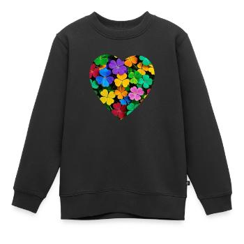 Buntes Kleeblatt - Kinder Premium Organic Sweatshirt - Schwarz - Vorne - AI Model Kid Female (0cm)