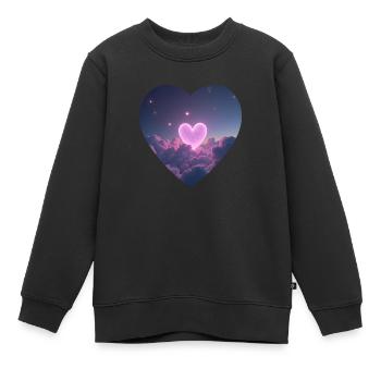 Herz Sterne Himmel - Kinder Premium Organic Sweatshirt - Schwarz - Vorne - AI Model Kid Female (0cm)