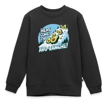 Here comes the Avo-Lanche - Sweat Premium enfant bio - noir - Devant - AI Model Kid Female (0cm)