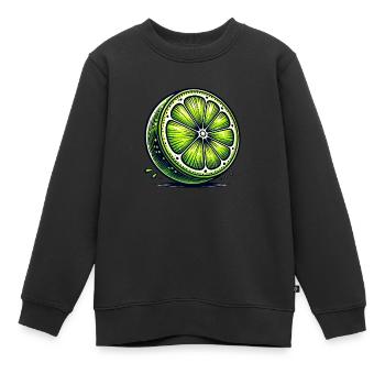 Citron vert artistique – Illustration fruitée - Sweat Premium enfant bio - noir - Devant - AI Model Kid Female (0cm)