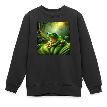 Kambo Frog - Kinder Premium Organic Sweatshirt - Schwarz - Vorne - AI Model Kid Female (0cm)