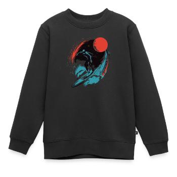 Surf cosmique - Sweat Premium enfant bio - noir - Devant - AI Model Kid Female (0cm)