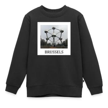 Atomium de Bruxelles - Sweat Premium enfant bio - noir - Devant - AI Model Kid Female (0cm)
