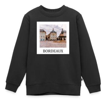 Bordeaux, France - Sweat Premium enfant bio - noir - Devant - AI Model Kid Female (0cm)
