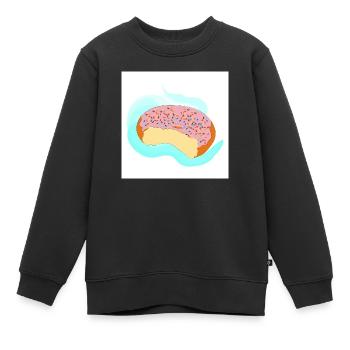 Rosa Zuckerguss-Donut - Kinder Premium Organic Sweatshirt - Schwarz - Vorne - AI Model Kid Female (0cm)