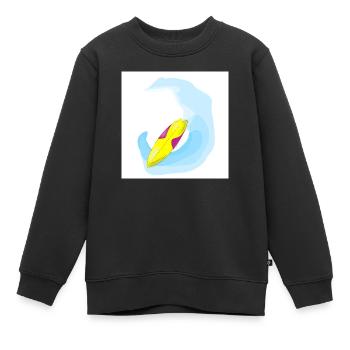 Surfboard - Kids Premium Organic Sweatshirt - black - Front - AI Model Kid Female (0cm)