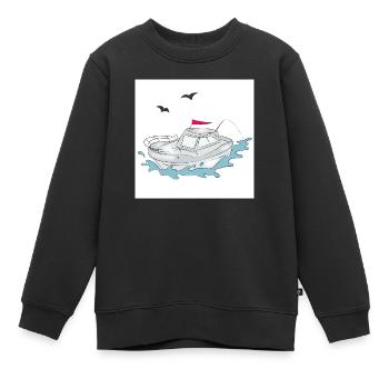 Yacht amusant - Sweat Premium enfant bio - noir - Devant - AI Model Kid Female (0cm)