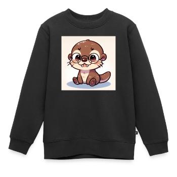 Kleiner Otter mit Brille - Kinder Premium Organic Sweatshirt - Schwarz - Vorne - AI Model Kid Female (0cm)