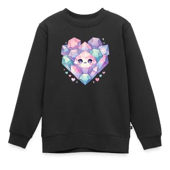 Cristaux - Sweat Premium enfant bio - noir - Devant - AI Model Kid Female (0cm)