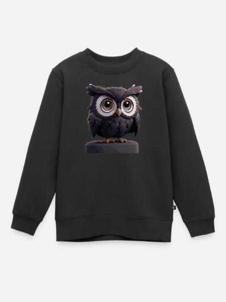 Eule Comic - Kinder Premium Organic Sweatshirt - Schwarz