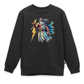 Bande dessinée Zeus - Sweat Premium enfant bio - noir - Devant - AI Model Kid Female (0cm)