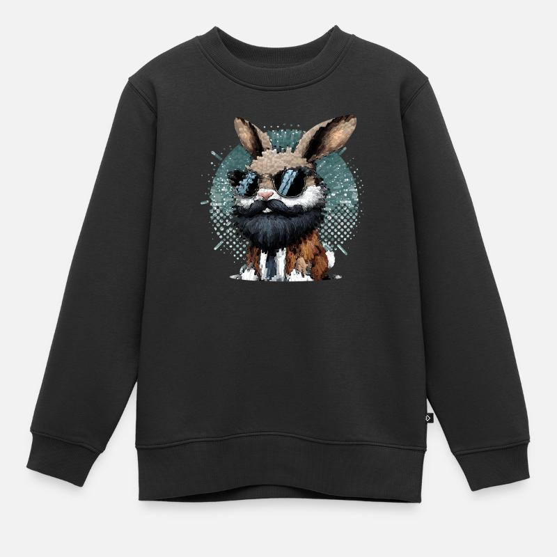 Rabbit with beard and sunglasses - Kids Premium Organic Sweatshirt - black