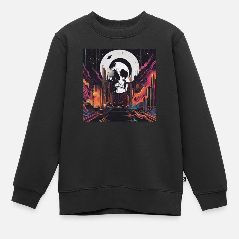 Crâne coloré - Sweat Premium enfant bio - noir