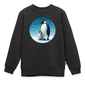 Manchot empereur avec enfant - Sweat Premium enfant bio - noir - Devant - AI Model Kid Female (0cm)