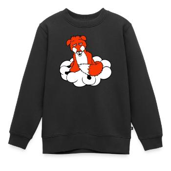 Fuchs auf Wolke Müde Verwirrt Benommen Verrückt - Kinder Premium Organic Sweatshirt - Schwarz - Vorne - AI Model Kid Female (0cm)