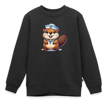 biber matrose kapitän - Kinder Premium Organic Sweatshirt - Schwarz - Vorne - AI Model Kid Female (0cm)